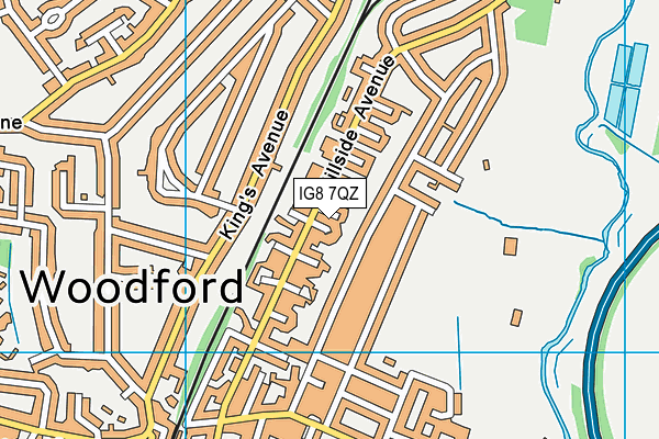 IG8 7QZ map - OS VectorMap District (Ordnance Survey)