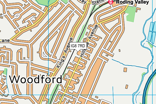 IG8 7RD map - OS VectorMap District (Ordnance Survey)