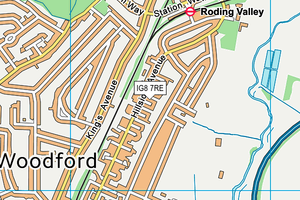 IG8 7RE map - OS VectorMap District (Ordnance Survey)