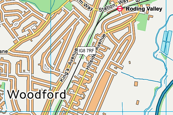 IG8 7RF map - OS VectorMap District (Ordnance Survey)