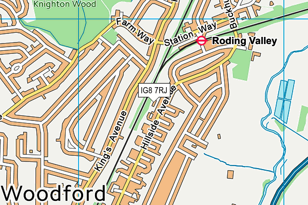 IG8 7RJ map - OS VectorMap District (Ordnance Survey)