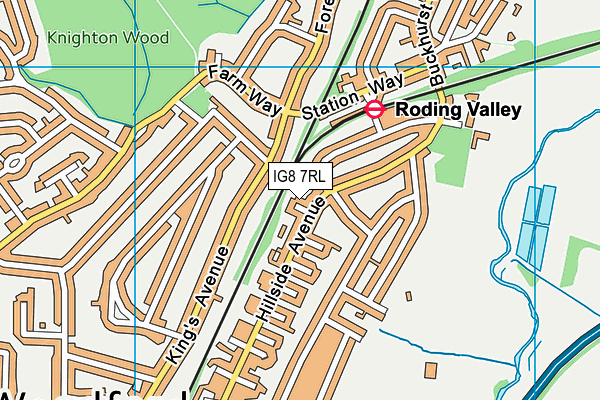 IG8 7RL map - OS VectorMap District (Ordnance Survey)