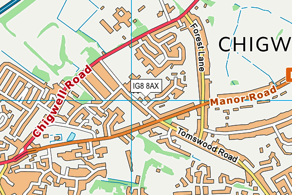 St John's RC School (Essex) map (IG8 8AX) - OS VectorMap District (Ordnance Survey)