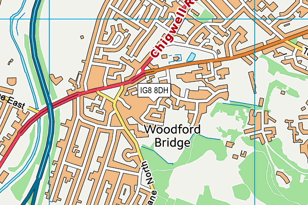 IG8 8DH map - OS VectorMap District (Ordnance Survey)