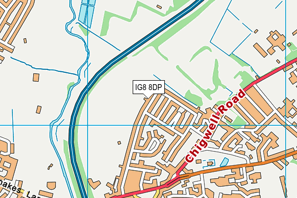 IG8 8DP map - OS VectorMap District (Ordnance Survey)
