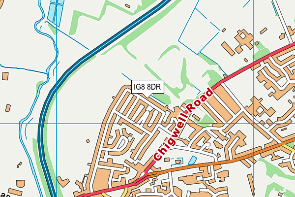 IG8 8DR map - OS VectorMap District (Ordnance Survey)