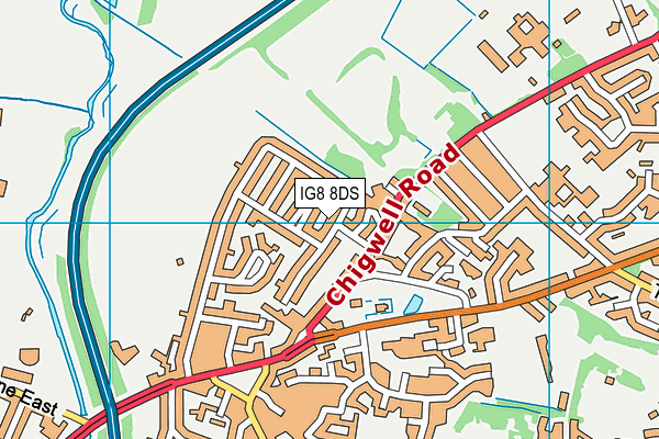 IG8 8DS map - OS VectorMap District (Ordnance Survey)