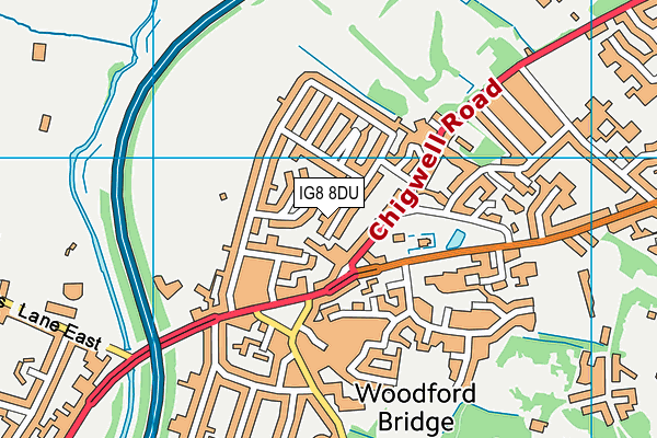 IG8 8DU map - OS VectorMap District (Ordnance Survey)