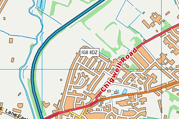IG8 8DZ map - OS VectorMap District (Ordnance Survey)