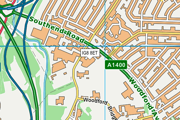 IG8 8ET map - OS VectorMap District (Ordnance Survey)