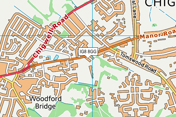 IG8 8GG map - OS VectorMap District (Ordnance Survey)