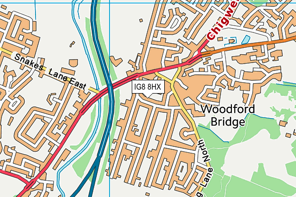 IG8 8HX map - OS VectorMap District (Ordnance Survey)