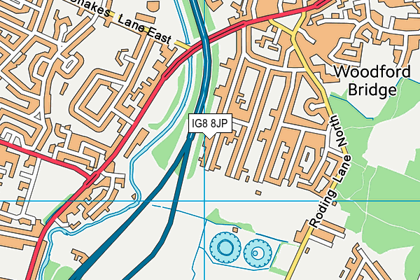 IG8 8JP map - OS VectorMap District (Ordnance Survey)