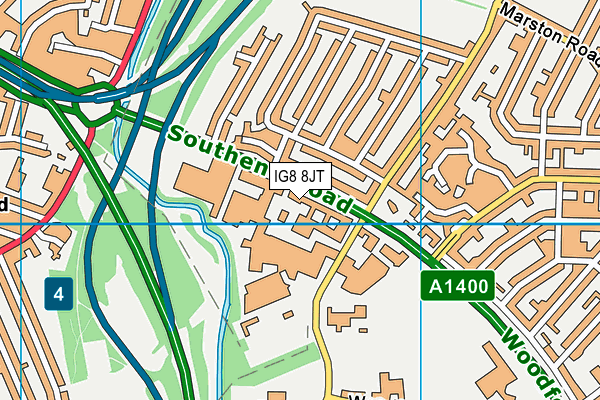 IG8 8JT map - OS VectorMap District (Ordnance Survey)