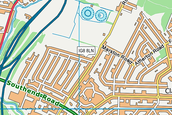 IG8 8LN map - OS VectorMap District (Ordnance Survey)