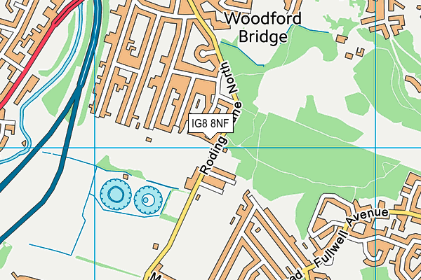 IG8 8NF map - OS VectorMap District (Ordnance Survey)