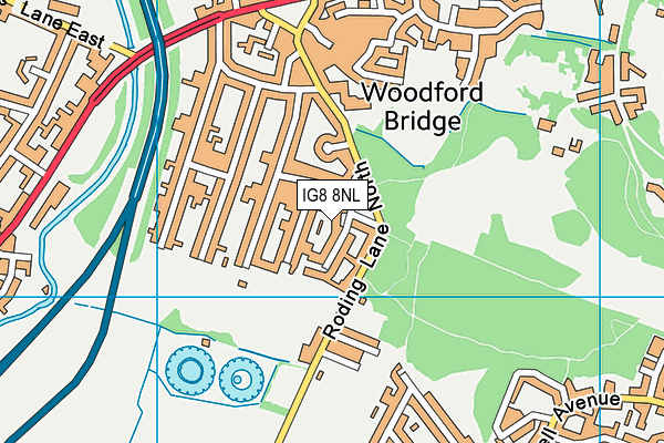 IG8 8NL map - OS VectorMap District (Ordnance Survey)