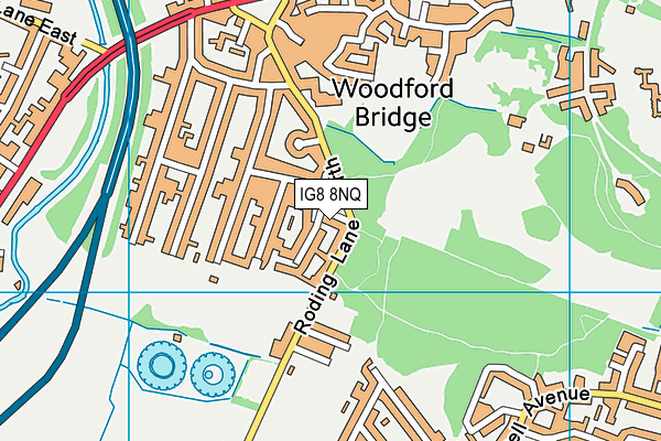 IG8 8NQ map - OS VectorMap District (Ordnance Survey)