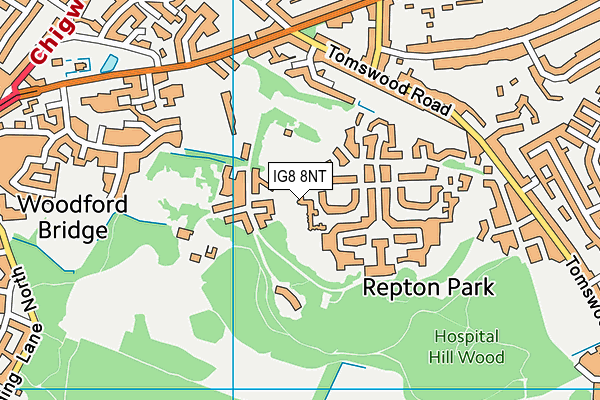 IG8 8NT map - OS VectorMap District (Ordnance Survey)