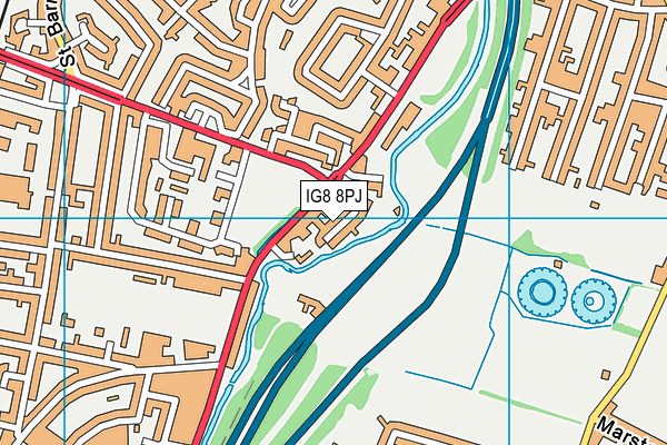 IG8 8PJ map - OS VectorMap District (Ordnance Survey)