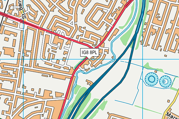 IG8 8PL map - OS VectorMap District (Ordnance Survey)