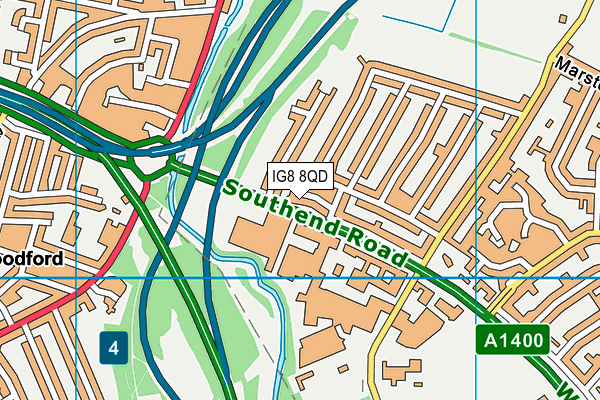 IG8 8QD map - OS VectorMap District (Ordnance Survey)