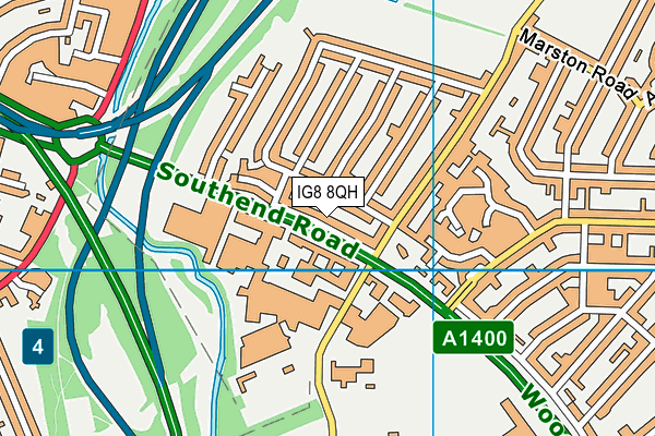 IG8 8QH map - OS VectorMap District (Ordnance Survey)