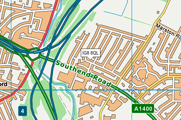 IG8 8QL map - OS VectorMap District (Ordnance Survey)