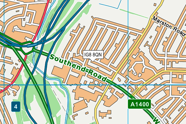 IG8 8QN map - OS VectorMap District (Ordnance Survey)
