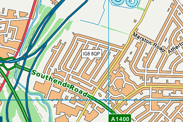 IG8 8QP map - OS VectorMap District (Ordnance Survey)