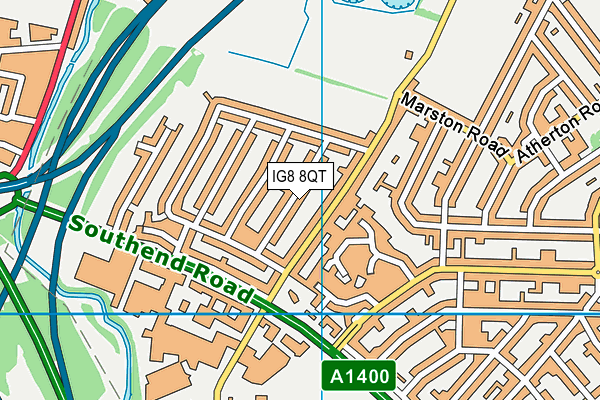 IG8 8QT map - OS VectorMap District (Ordnance Survey)