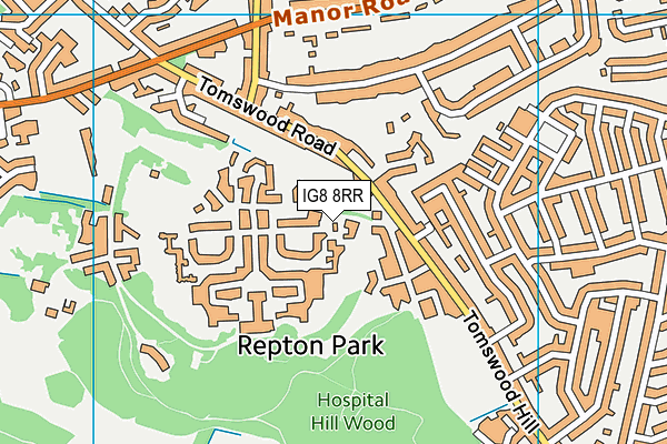 IG8 8RR map - OS VectorMap District (Ordnance Survey)
