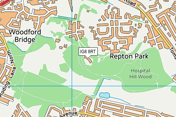 IG8 8RT map - OS VectorMap District (Ordnance Survey)