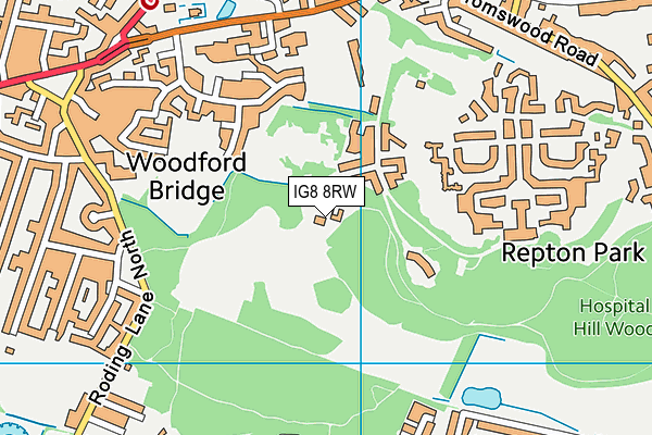 IG8 8RW map - OS VectorMap District (Ordnance Survey)