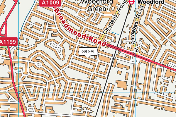 IG8 9AL map - OS VectorMap District (Ordnance Survey)