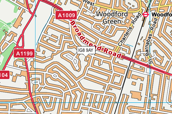 IG8 9AY map - OS VectorMap District (Ordnance Survey)