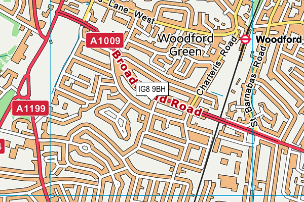 IG8 9BH map - OS VectorMap District (Ordnance Survey)