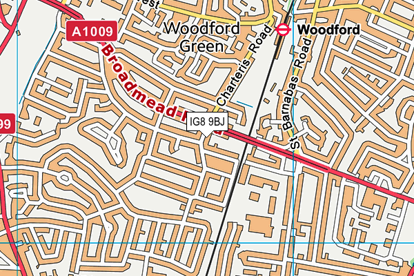 IG8 9BJ map - OS VectorMap District (Ordnance Survey)