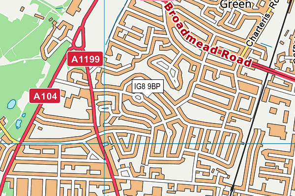 IG8 9BP map - OS VectorMap District (Ordnance Survey)