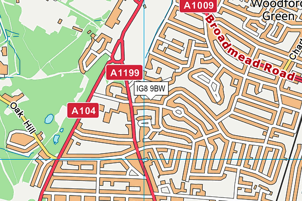 IG8 9BW map - OS VectorMap District (Ordnance Survey)