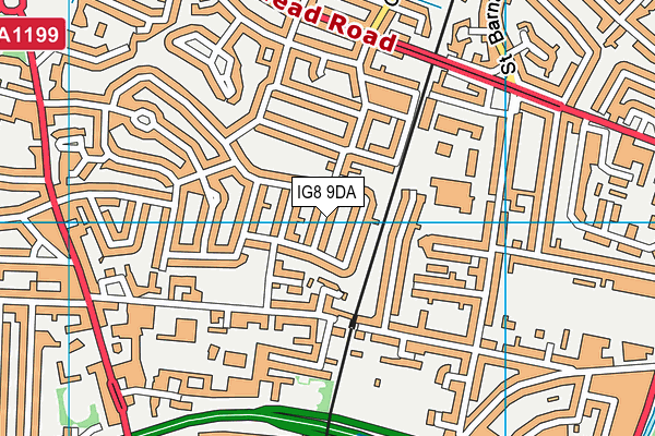 IG8 9DA map - OS VectorMap District (Ordnance Survey)