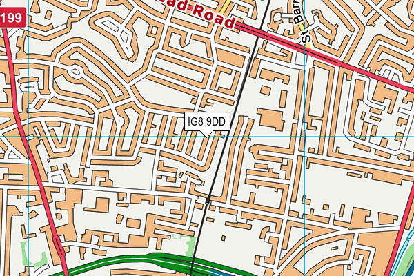 IG8 9DD map - OS VectorMap District (Ordnance Survey)
