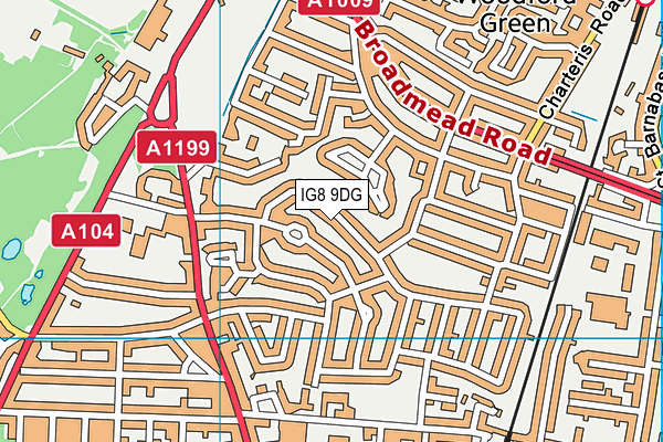 IG8 9DG map - OS VectorMap District (Ordnance Survey)