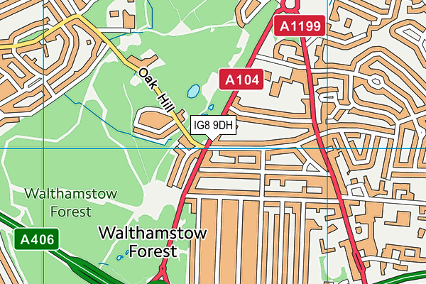 IG8 9DH map - OS VectorMap District (Ordnance Survey)