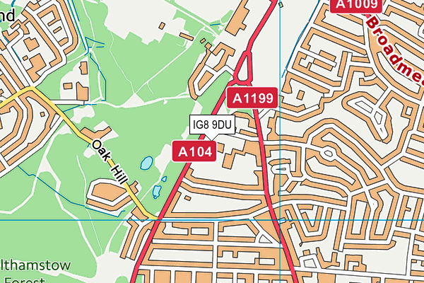 St Aubyns Sports Centre map (IG8 9DU) - OS VectorMap District (Ordnance Survey)