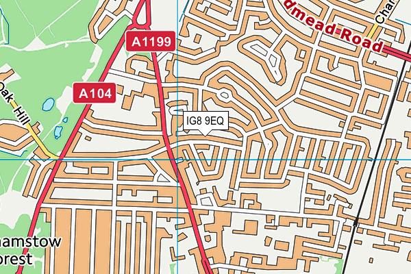 IG8 9EQ map - OS VectorMap District (Ordnance Survey)