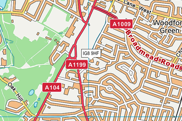 IG8 9HF map - OS VectorMap District (Ordnance Survey)