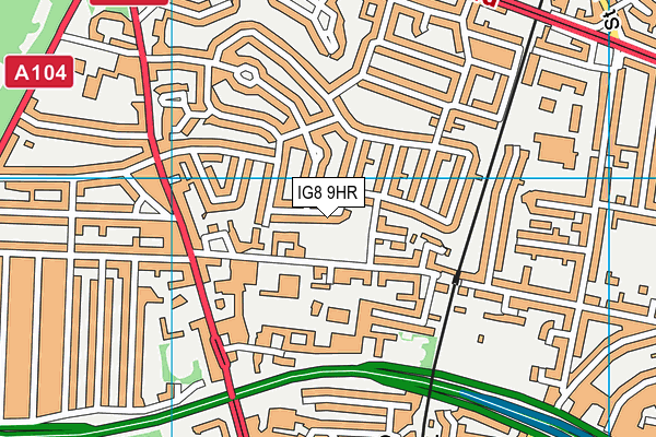 IG8 9HR map - OS VectorMap District (Ordnance Survey)