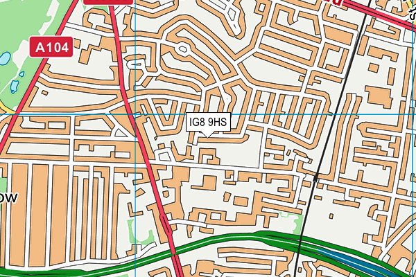 IG8 9HS map - OS VectorMap District (Ordnance Survey)