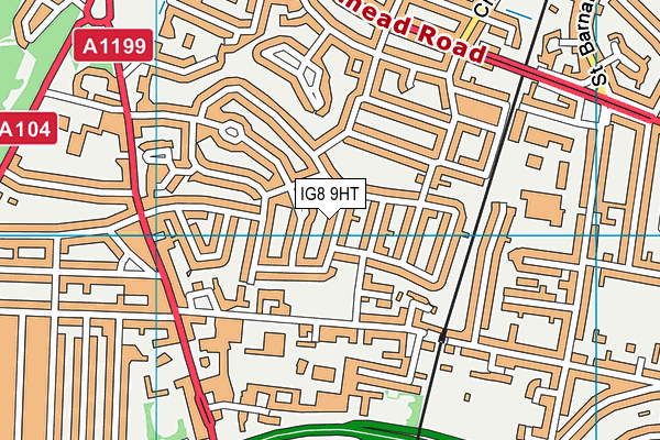 IG8 9HT map - OS VectorMap District (Ordnance Survey)